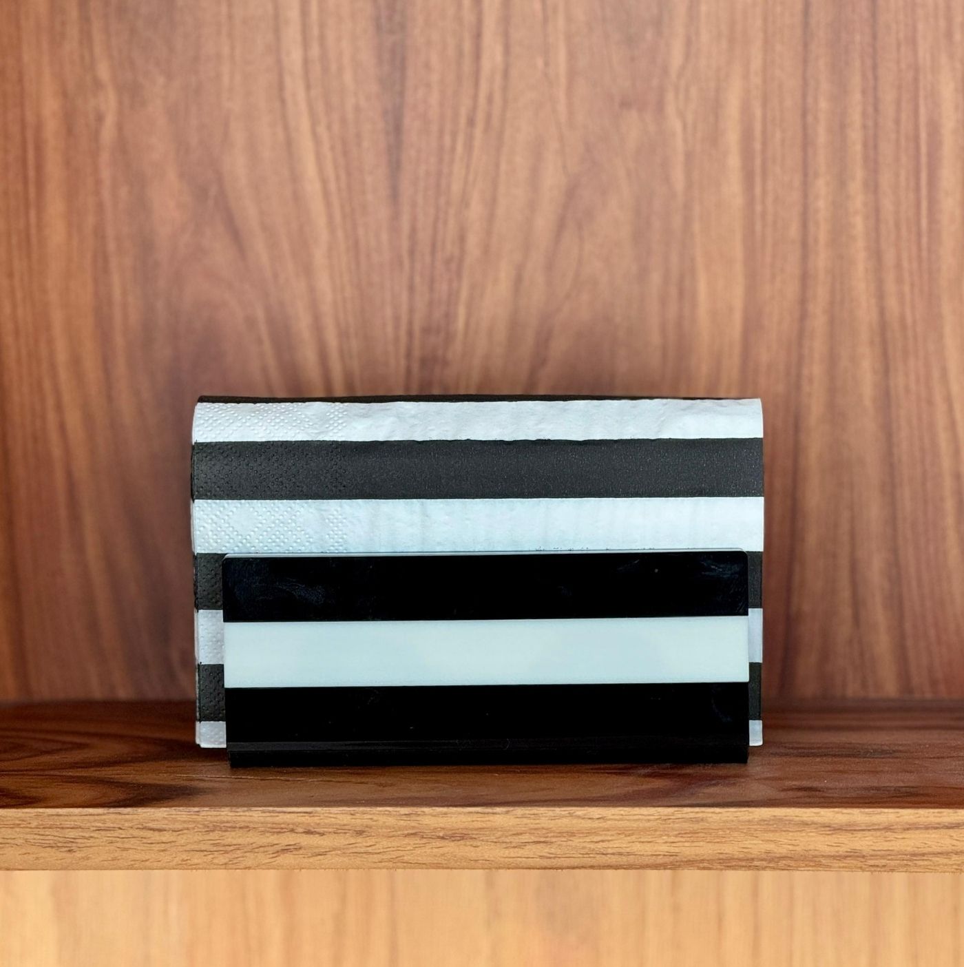 Napkin Holder Stripes Black