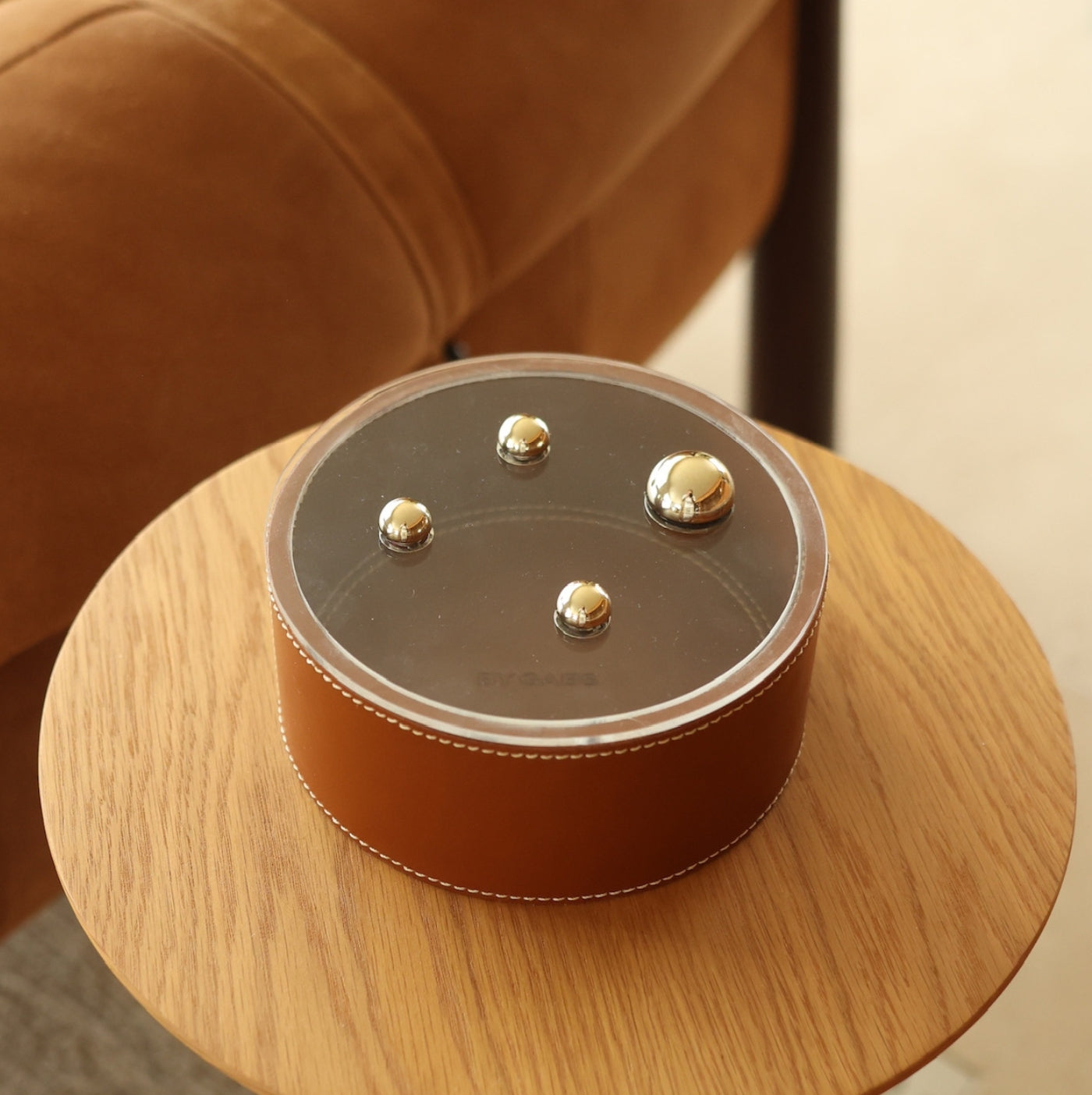 Box Mini Round Pelle