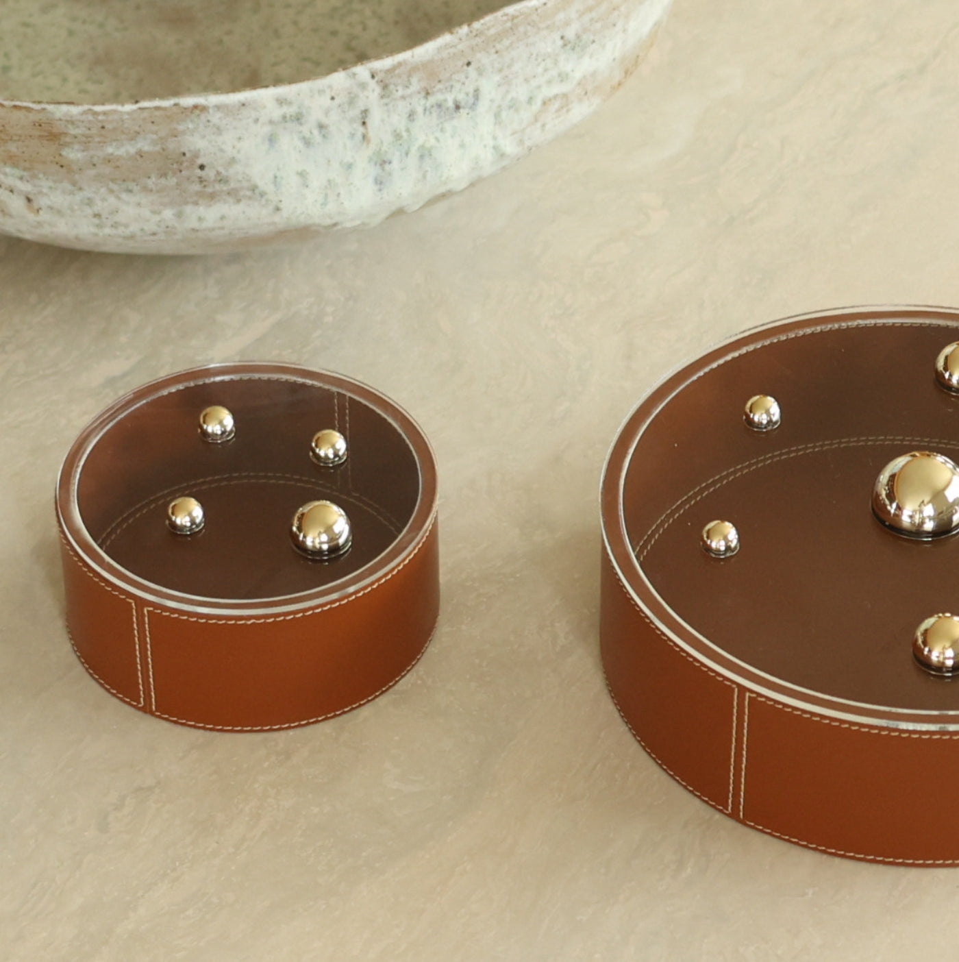 Box Mini Round Pelle