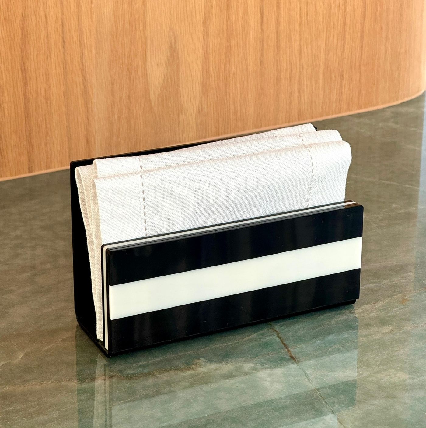 Napkin Holder Stripes Black