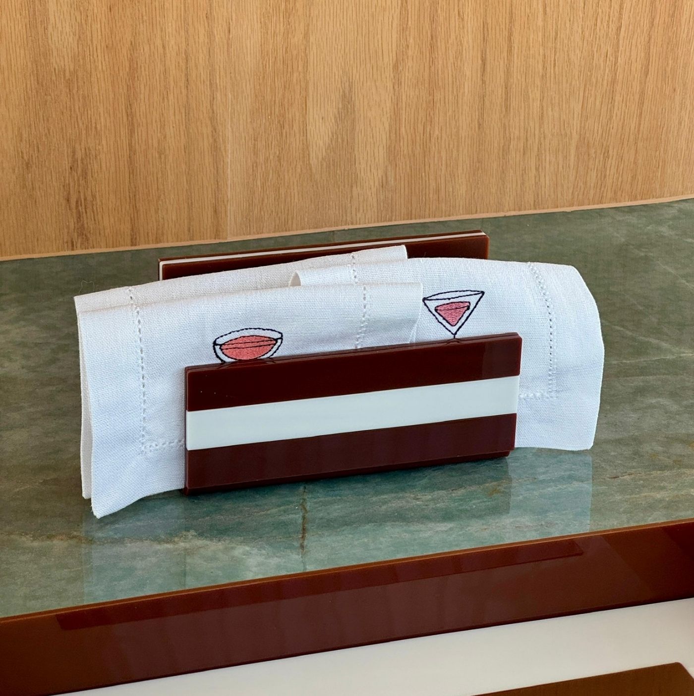 Napkin Holder Stripes Brown